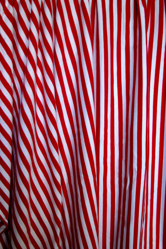 Red and White Stripes Cotton Lycra Jersey Knit Fabric