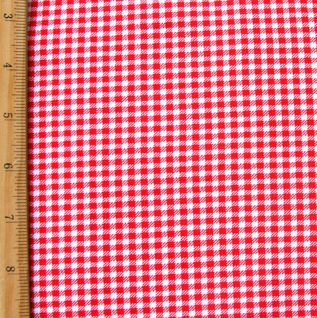 Red and White Gingham Knit Fabric