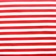 Red and White 1/4" Stripes with Gold Accent Nylon Lycra Swimsuit Fabric