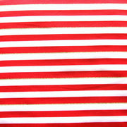 Red and White 1/4" Stripes with Gold Accent Nylon Lycra Swimsuit Fabric