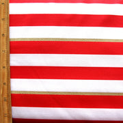 Red and White 6/8" Stripes with Gold Accent Nylon Lycra Swimsuit Fabric