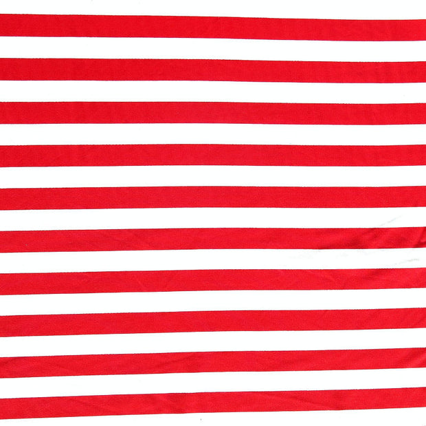Red and White 1/2 Inch Stripes Nylon Spandex Swimsuit Fabric