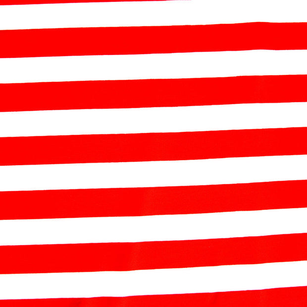 Red and White Stripe Nylon Lycra Swimsuit Fabric