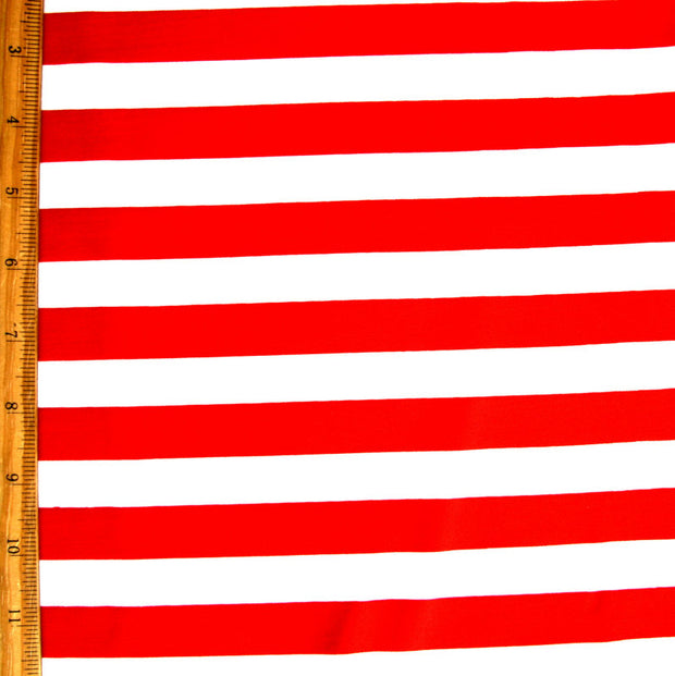 Red and White Stripe Nylon Lycra Swimsuit Fabric