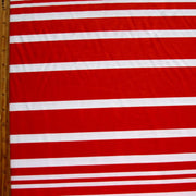 Red and White Thick and Thin Stripes Nylon Lycra Swimsuit Fabric - 35" Remnant