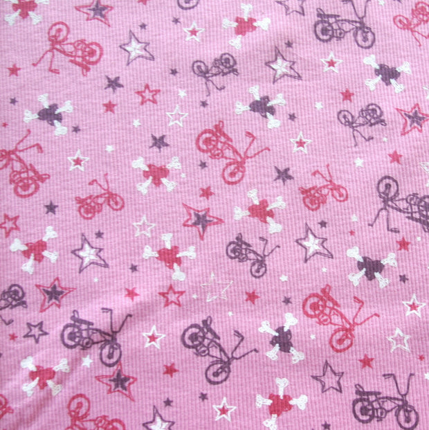 Retro Bicycles Cotton Knit Fabric