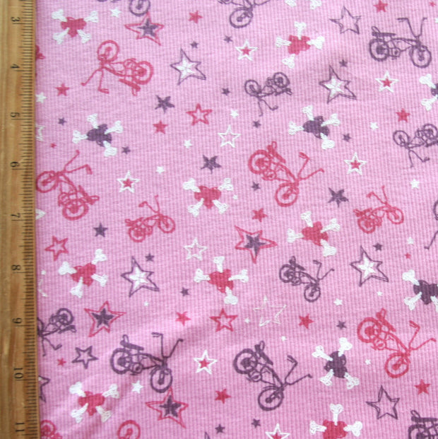 Retro Bicycles Cotton Knit Fabric