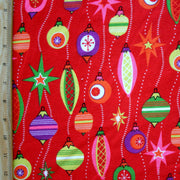 Retro Ornaments on Red Cotton Lycra Knit Fabric - ON ORDER - Arrive Nov. 21