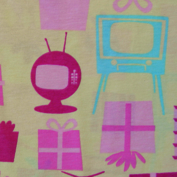 Retro T.V.'s and Presents Cotton Knit Fabric by David & Goliath - 27" Remnant Piece