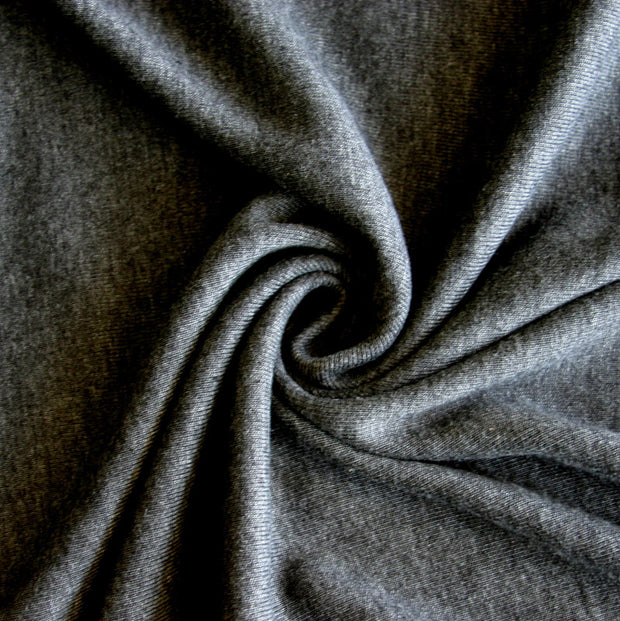 Heathered Charcoal Cotton Rib Knit Fabric