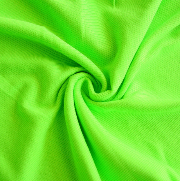 Lime 2x1 Cotton Rib Knit Fabric