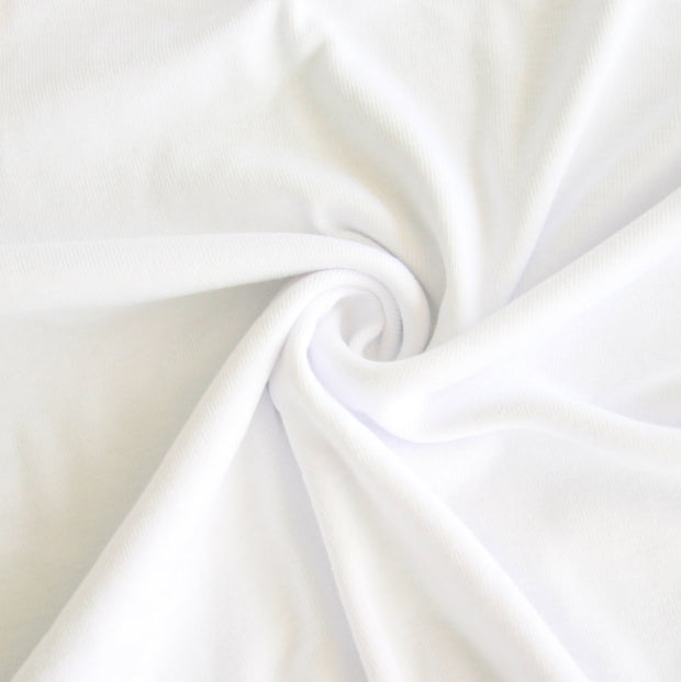 Bright White Cotton Baby Rib Knit Fabric