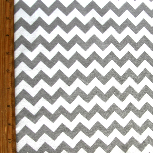 Small Chevron Grey and White Cotton Lycra Knit Fabric by Riley Blake