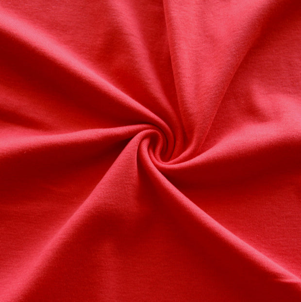 Roma Red Cotton Rib Knit Fabric