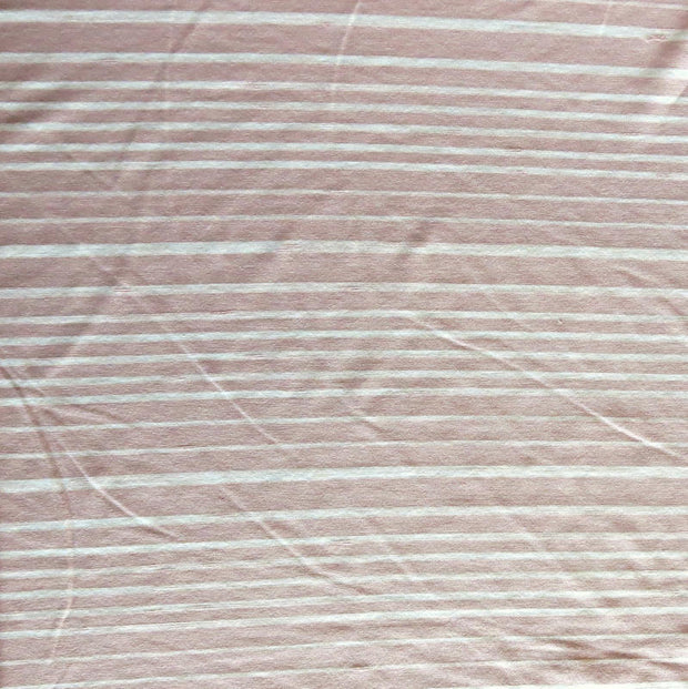 Rose Beige and Cream Thick and Thin Stripe Bamboo Lycra Knit Fabric