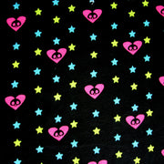 Roxy Hearts and Stars on Black Cotton Thermal Knit Fabric