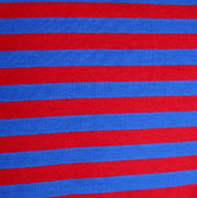 Royal Blue and Red 3/8" wide Stripe Cotton Lycra Knit Fabric - 32" Remnant