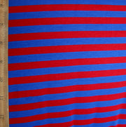 Royal Blue and Red 3/8" wide Stripe Cotton Lycra Knit Fabric