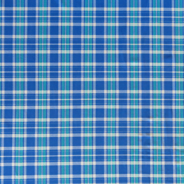 Royal Blue and Green Plaid Nylon Spandex Swimsuit Fabric