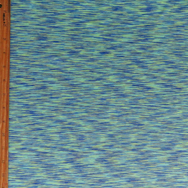 Royal, Lime, and Mint Space Dye Poly Lycra Jersey Knit Fabric