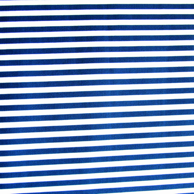 Royal 1/4 Inch Stripes on White Nylon Lycra Swimsuit Fabric