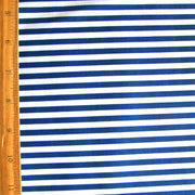 Royal 1/4 Inch Stripes on White Nylon Lycra Swimsuit Fabric