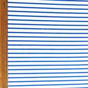 Narrow Royal Stripes on White Nylon Spandex Swimsuit Fabric