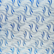 Royal Swirls on Silver Metallic Nylon Spandex Swimsuit Fabric
