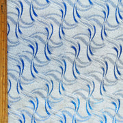 Royal Swirls on Silver Metallic Nylon Spandex Swimsuit Fabric