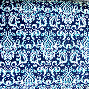 Royal, White, and Teal Damask Nylon Lycra Swimsuit Fabric