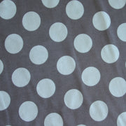 Sage Polka Dots on Grey Cotton Lycra Knit Fabric