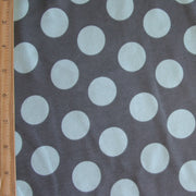 Sage Polka Dots on Grey Cotton Lycra Knit Fabric