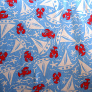 Summer Sailing on Blue Microfiber Boardshort Fabric