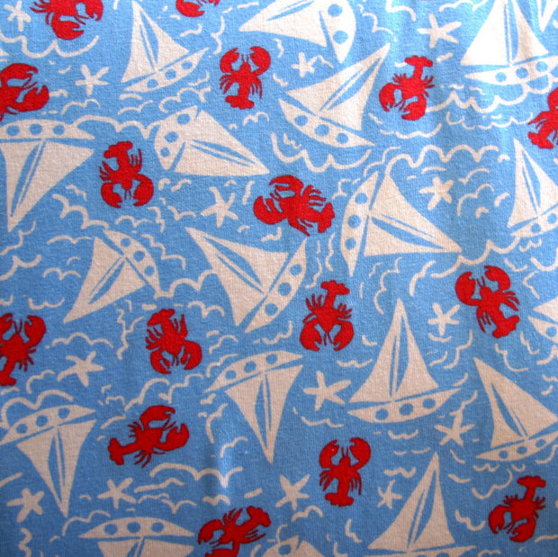Summer Sailing on Blue Microfiber Boardshort Fabric