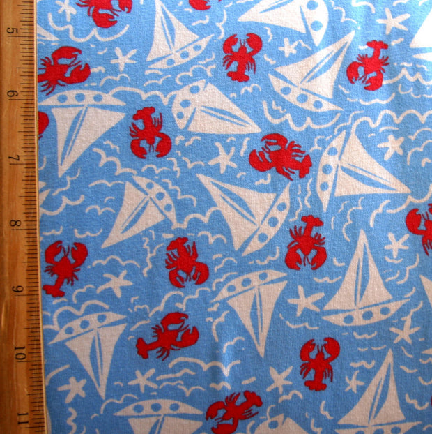 Summer Sailing on Blue Microfiber Boardshort Fabric