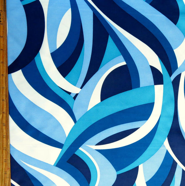 Shades of Blue Abstract Microfiber Boardshort Fabric - 36" Remnant
