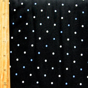 Shades of Blue and White Pin Dots on Black Nylon Lycra Swimsuit Fabric