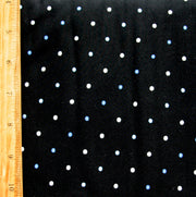 Shades of Blue and White Pin Dots on Black Nylon Lycra Swimsuit Fabric