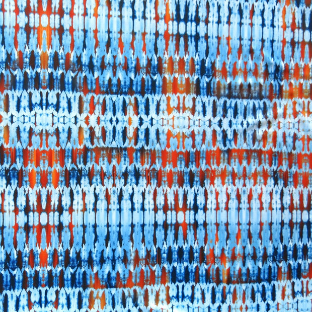 Shades of Blue and Orange Abstract Lines Nylon Spandex Swimsuit Fabric