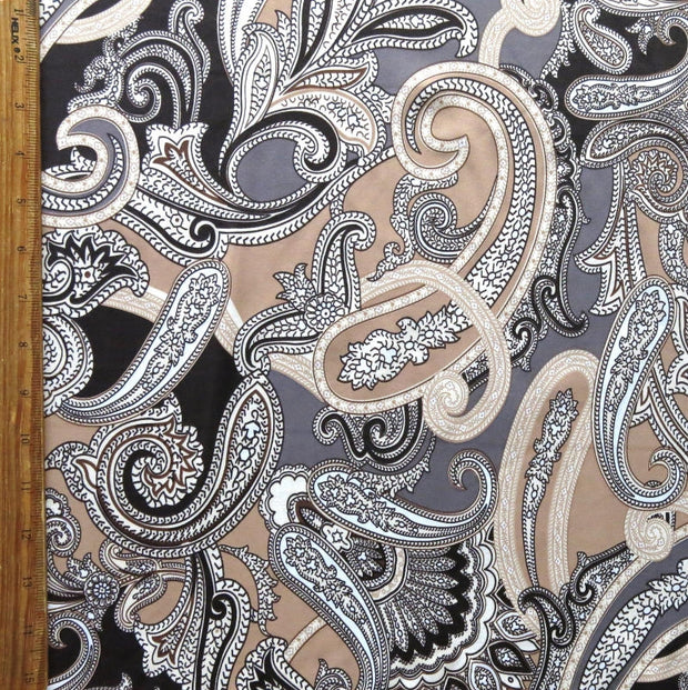 Shades of Brown Paisley Nylon Spandex Swimsuit Fabric