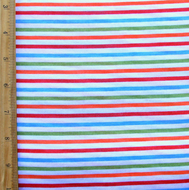 Silly Rainbow Stripe Cotton Knit Fabric