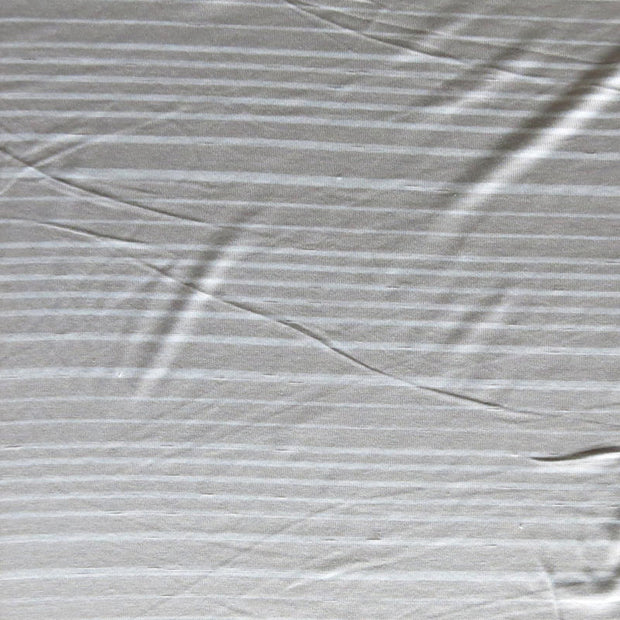 Silver Grey and Cream Thick and Thin Stripe Bamboo Lycra Knit Fabric