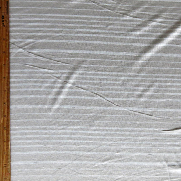 Silver Grey and Cream Thick and Thin Stripe Bamboo Lycra Knit Fabric