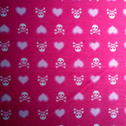 White Skulls and Pink Hearts on Bright Pink Cotton Knit Fabric - Seconds - Not Quite Perfect
