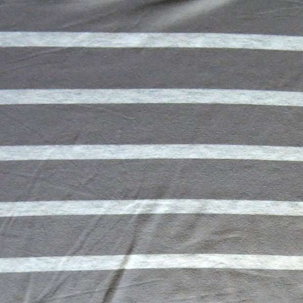 Slate Grey and Heathered Grey Stripe Bamboo Lycra Knit Fabric