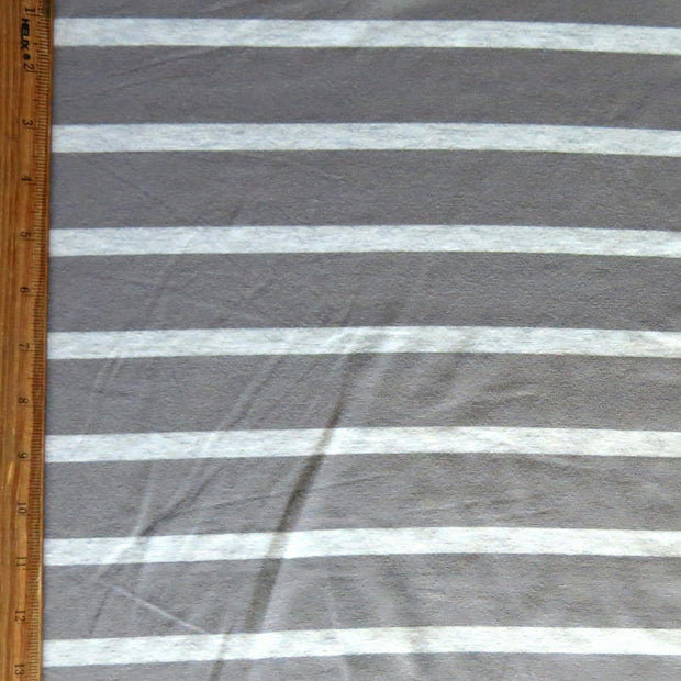 Slate Grey and Heathered Grey Stripe Bamboo Lycra Knit Fabric