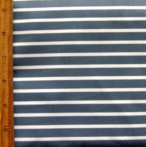 Slate Grey and White Stripe Nylon Lycra Swimsuit Fabric - 32" Remnant Piece