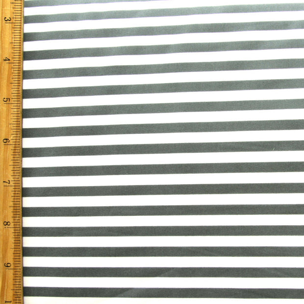 Slate Grey and White Stripe Swimsuit Fabric