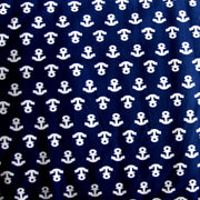 Small Anchors on Navy Nylon Lycra Swimsuit Fabric