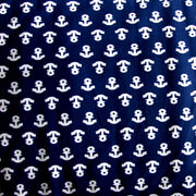 Small Anchors on Navy Nylon Lycra Swimsuit Fabric